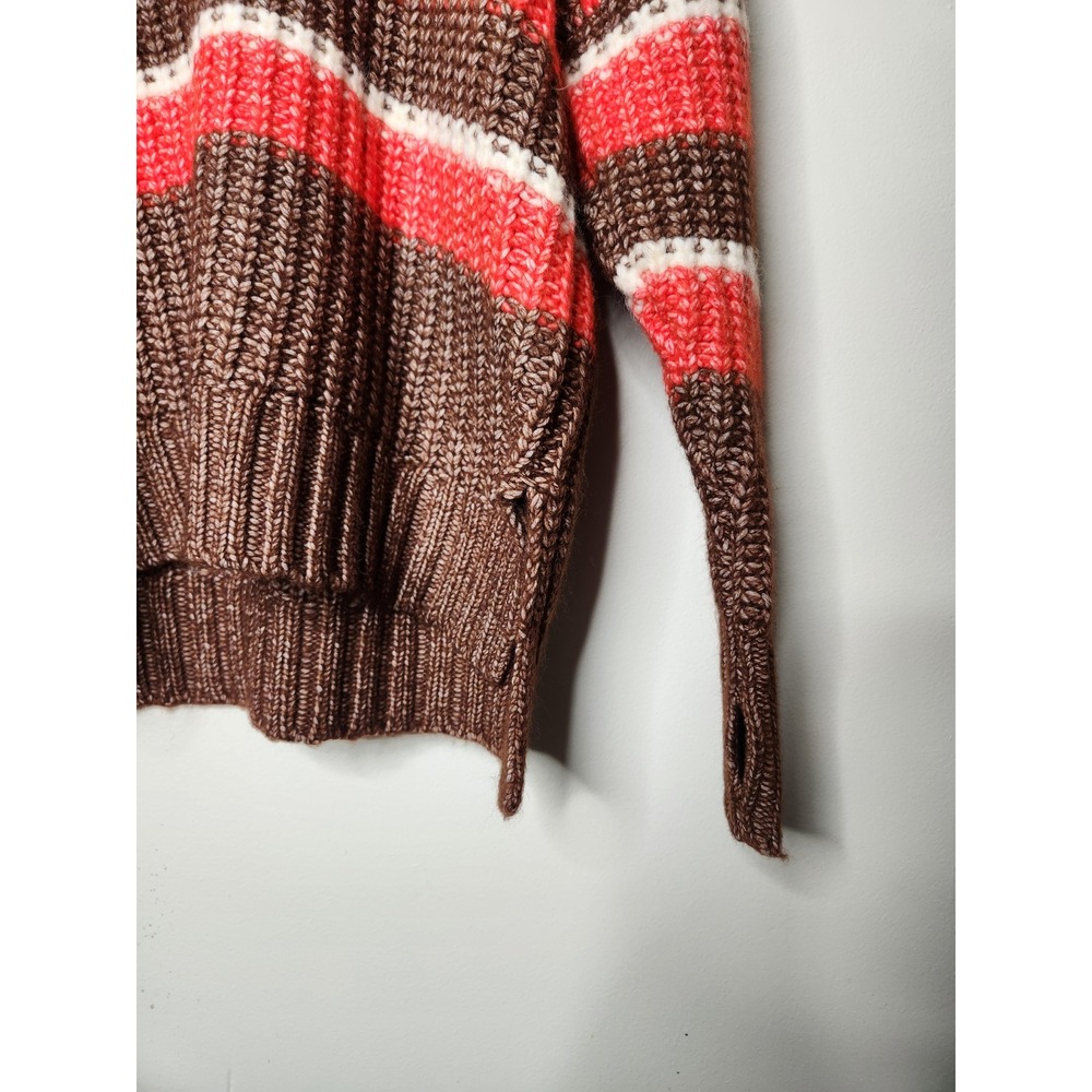OFFLINE by Aerie Striped Knit Sweater Brown White‎ Oversized Pullover Small - Picture 3 of 8